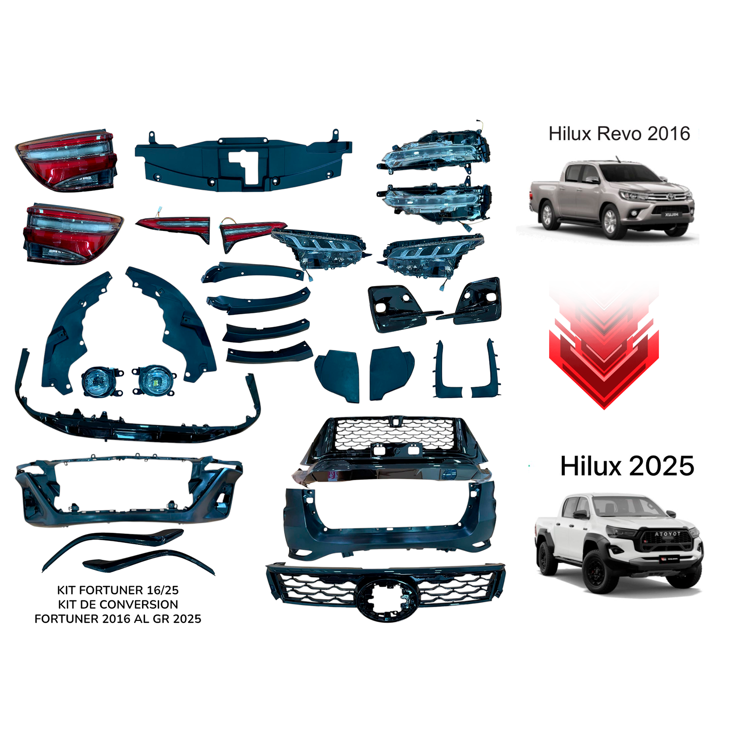 KIT DE CONVERSION REVO 2016  A GR2025 (SIN FAROS, SIN VISOR, SIN GUARDA BARRO)